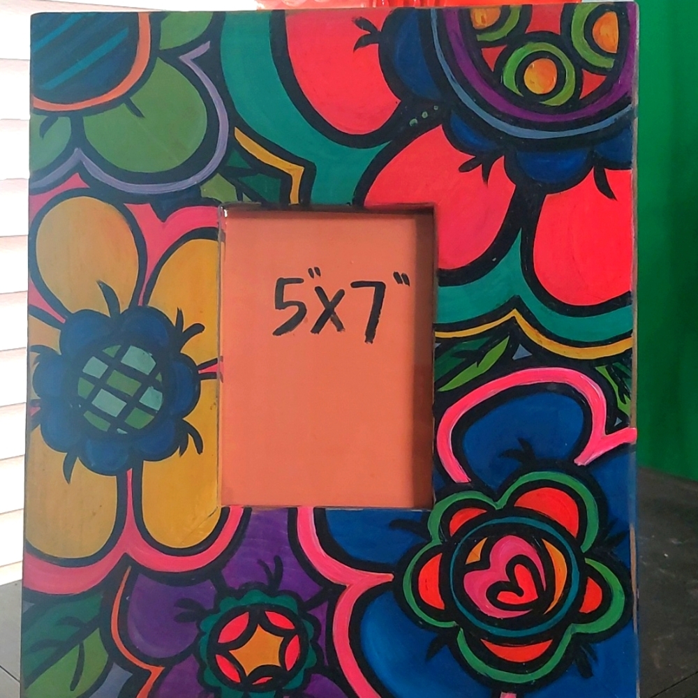 Handmade and handpainted wooden picture frame